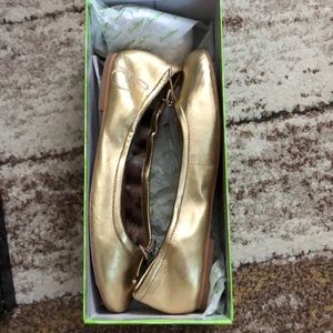 Sam Edelman gold flats. Worn once!